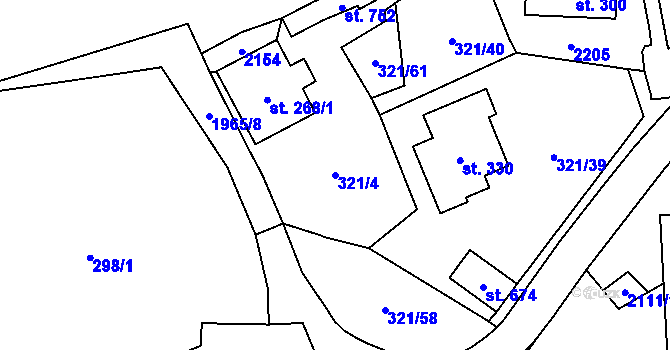 Parcela st. 321/4 v KÚ Svratouch, Katastrální mapa