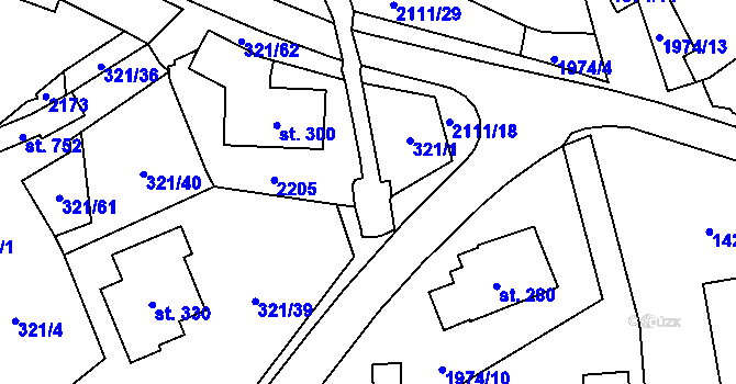 Parcela st. 321/27 v KÚ Svratouch, Katastrální mapa