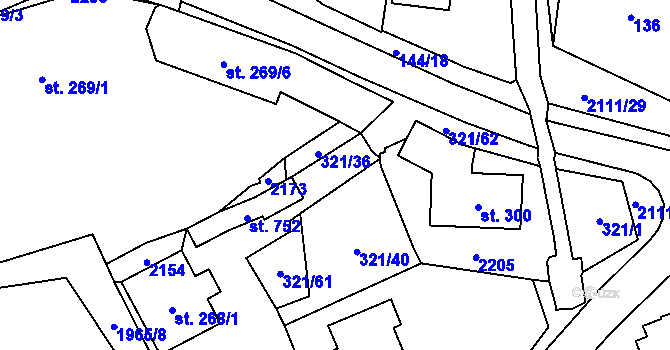 Parcela st. 321/33 v KÚ Svratouch, Katastrální mapa