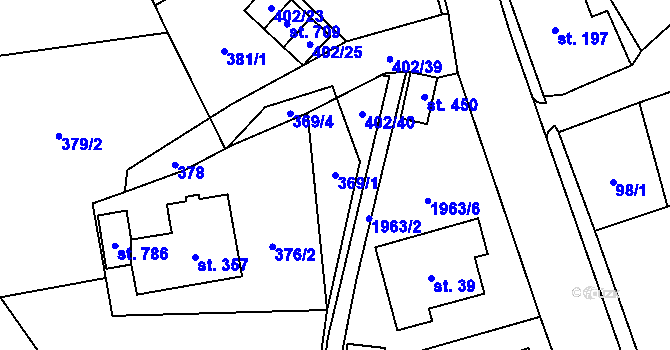 Parcela st. 369/1 v KÚ Svratouch, Katastrální mapa
