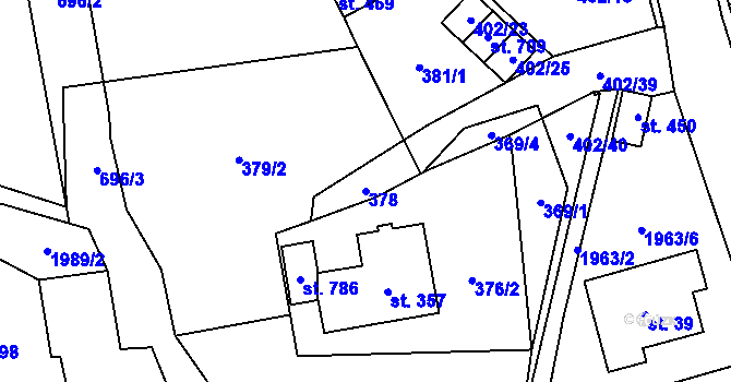 Parcela st. 378 v KÚ Svratouch, Katastrální mapa