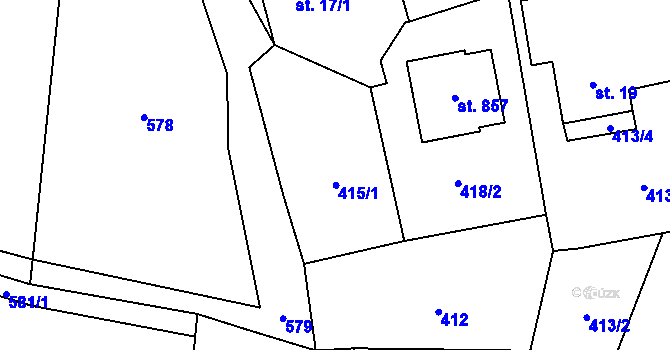 Parcela st. 418/1 v KÚ Svratouch, Katastrální mapa