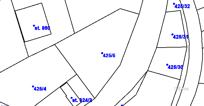 Parcela st. 425/5 v KÚ Svratouch, Katastrální mapa