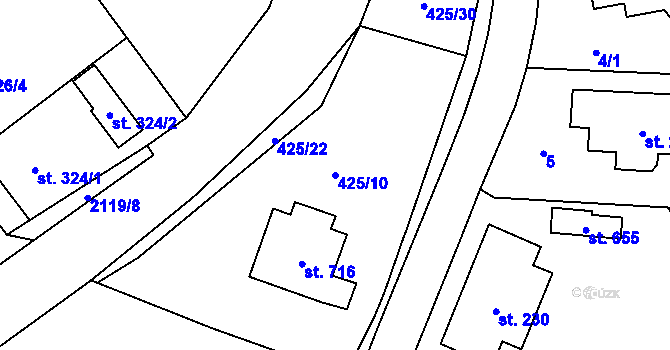 Parcela st. 425/10 v KÚ Svratouch, Katastrální mapa