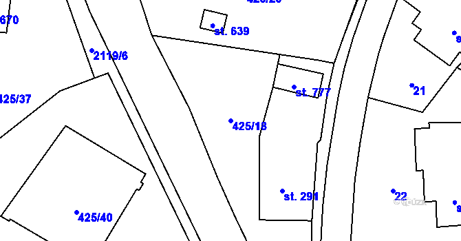 Parcela st. 425/18 v KÚ Svratouch, Katastrální mapa