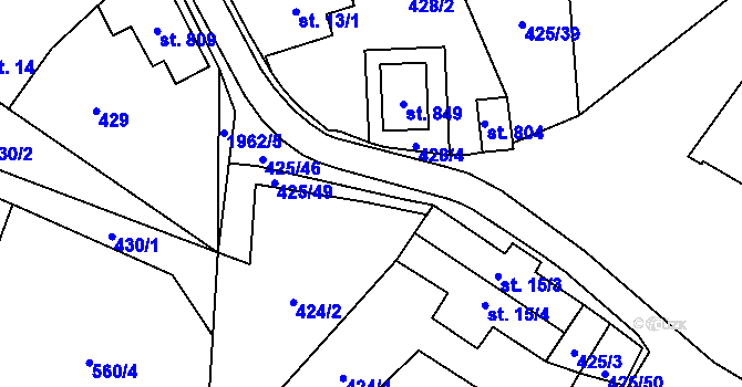 Parcela st. 425/20 v KÚ Svratouch, Katastrální mapa