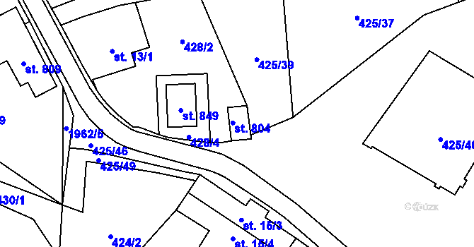Parcela st. 425/21 v KÚ Svratouch, Katastrální mapa