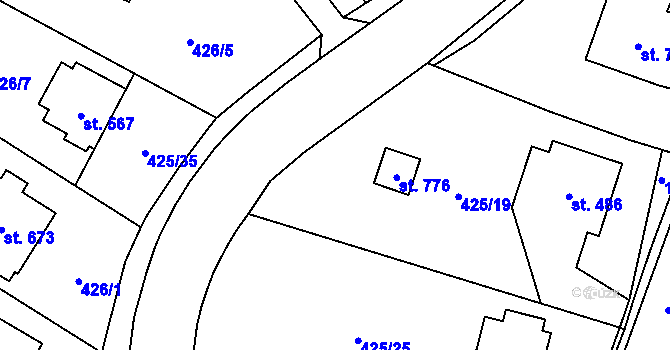 Parcela st. 425/23 v KÚ Svratouch, Katastrální mapa