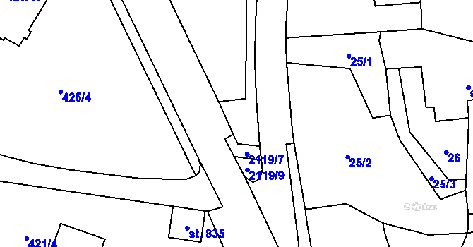 Parcela st. 425/27 v KÚ Svratouch, Katastrální mapa