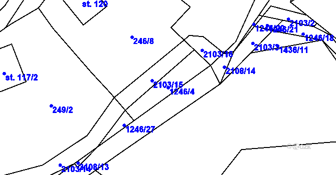 Parcela st. 1246/4 v KÚ Svratouch, Katastrální mapa
