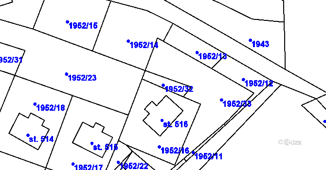 Parcela st. 1952/32 v KÚ Svratouch, Katastrální mapa