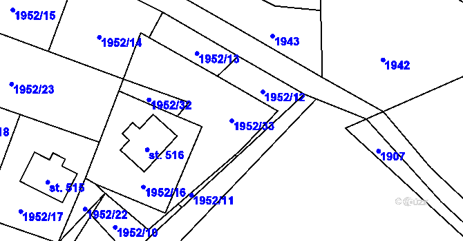 Parcela st. 1952/33 v KÚ Svratouch, Katastrální mapa