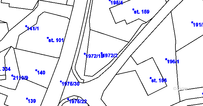 Parcela st. 1972/2 v KÚ Svratouch, Katastrální mapa