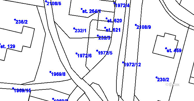 Parcela st. 1972/5 v KÚ Svratouch, Katastrální mapa
