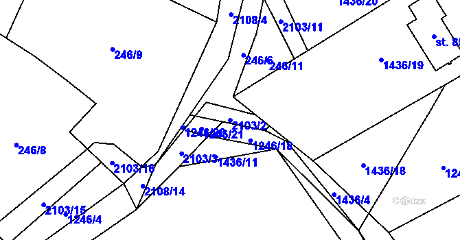 Parcela st. 2103/2 v KÚ Svratouch, Katastrální mapa