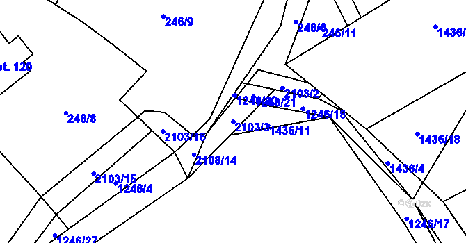 Parcela st. 2103/3 v KÚ Svratouch, Katastrální mapa