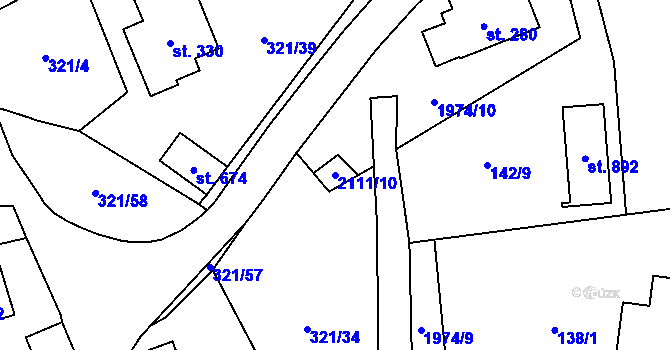 Parcela st. 2111/10 v KÚ Svratouch, Katastrální mapa
