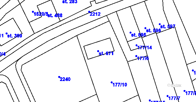 Parcela st. 671 v KÚ Svratouch, Katastrální mapa