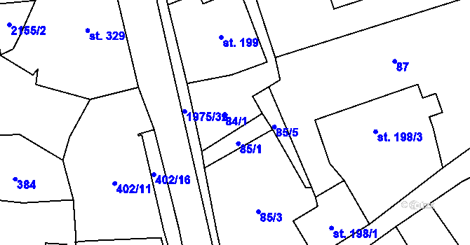 Parcela st. 85/4 v KÚ Svratouch, Katastrální mapa