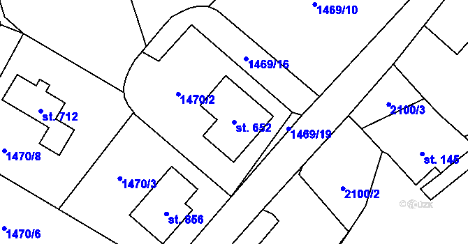 Parcela st. 652 v KÚ Svratouch, Katastrální mapa