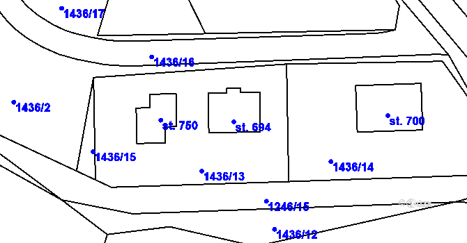 Parcela st. 694 v KÚ Svratouch, Katastrální mapa