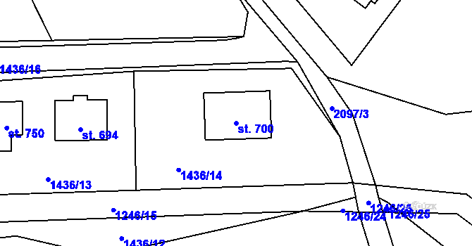 Parcela st. 700 v KÚ Svratouch, Katastrální mapa