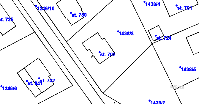 Parcela st. 702 v KÚ Svratouch, Katastrální mapa