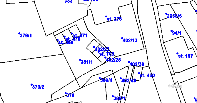 Parcela st. 709 v KÚ Svratouch, Katastrální mapa