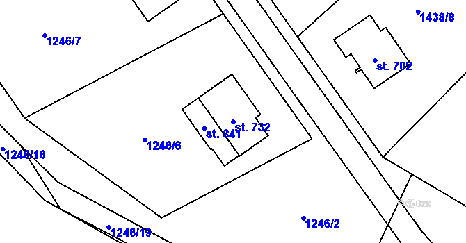 Parcela st. 732 v KÚ Svratouch, Katastrální mapa