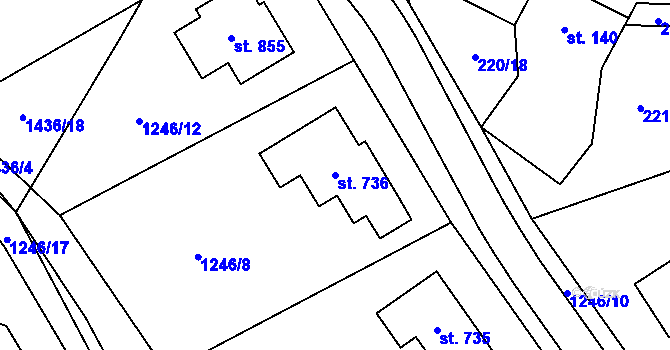 Parcela st. 736 v KÚ Svratouch, Katastrální mapa