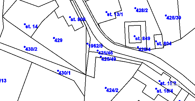 Parcela st. 425/46 v KÚ Svratouch, Katastrální mapa