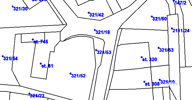Parcela st. 321/53 v KÚ Svratouch, Katastrální mapa