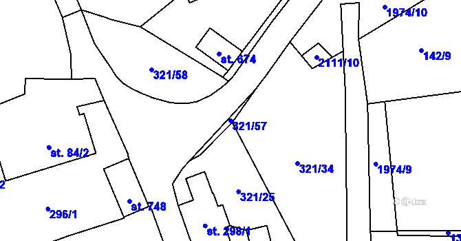 Parcela st. 321/57 v KÚ Svratouch, Katastrální mapa