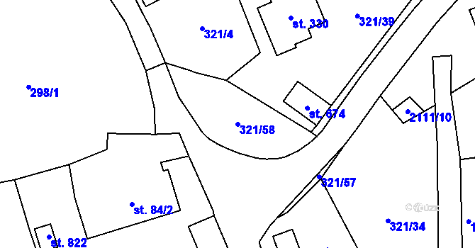 Parcela st. 321/58 v KÚ Svratouch, Katastrální mapa