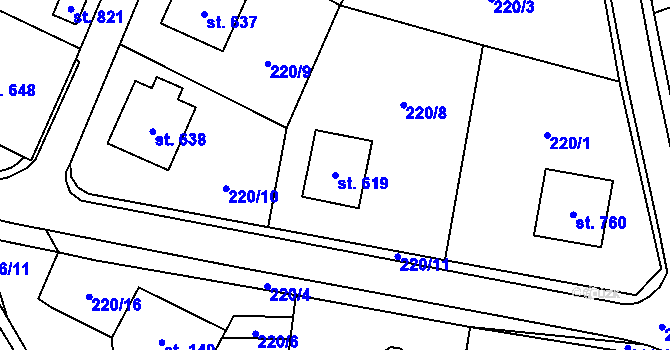 Parcela st. 619 v KÚ Svratouch, Katastrální mapa