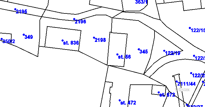 Parcela st. 346 v KÚ Svratouch, Katastrální mapa