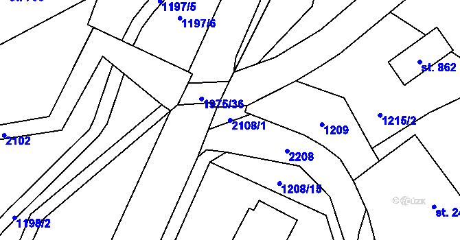 Parcela st. 2108/1 v KÚ Svratouch, Katastrální mapa