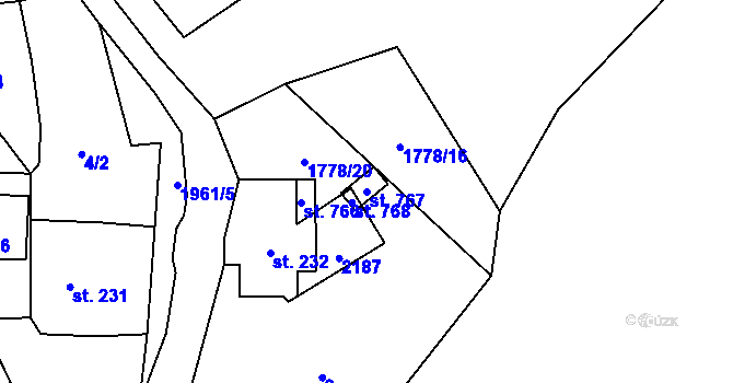Parcela st. 767 v KÚ Svratouch, Katastrální mapa