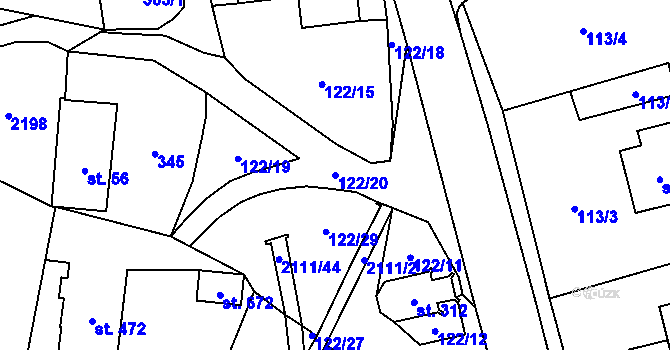 Parcela st. 122/20 v KÚ Svratouch, Katastrální mapa