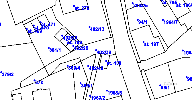 Parcela st. 402/39 v KÚ Svratouch, Katastrální mapa