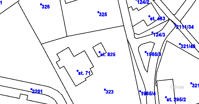 Parcela st. 825 v KÚ Svratouch, Katastrální mapa