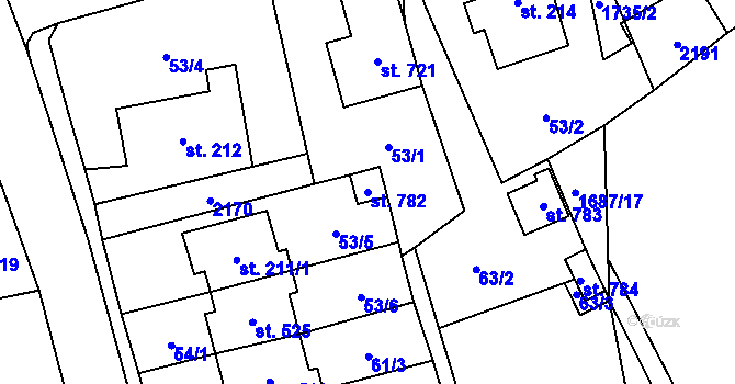Parcela st. 782 v KÚ Svratouch, Katastrální mapa