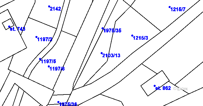Parcela st. 2103/13 v KÚ Svratouch, Katastrální mapa