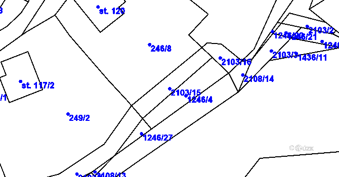 Parcela st. 2103/15 v KÚ Svratouch, Katastrální mapa