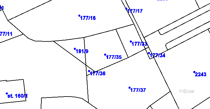 Parcela st. 177/35 v KÚ Svratouch, Katastrální mapa