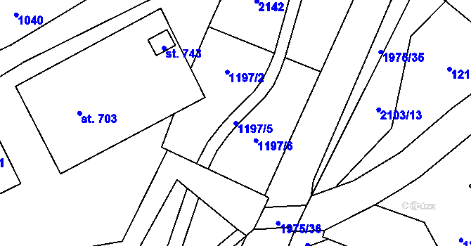 Parcela st. 1197/5 v KÚ Svratouch, Katastrální mapa