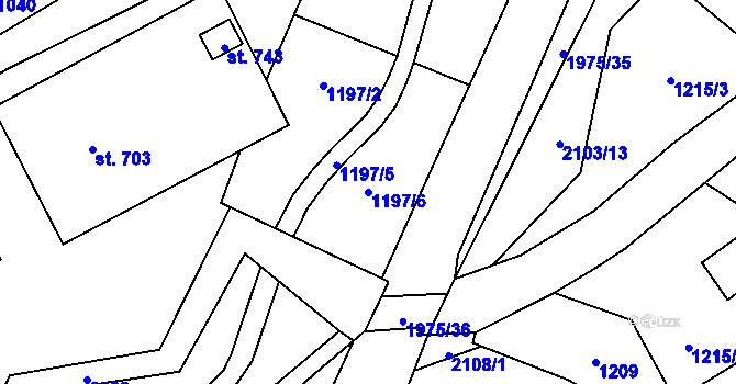 Parcela st. 1197/6 v KÚ Svratouch, Katastrální mapa