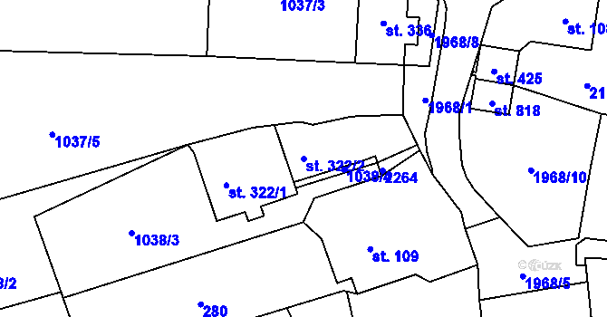 Parcela st. 322/2 v KÚ Svratouch, Katastrální mapa