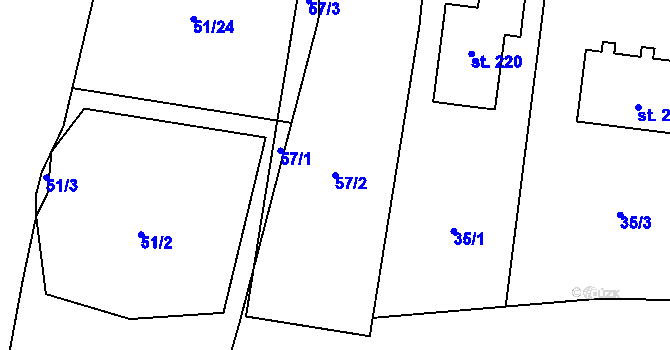 Parcela st. 57/2 v KÚ Svrkyně, Katastrální mapa