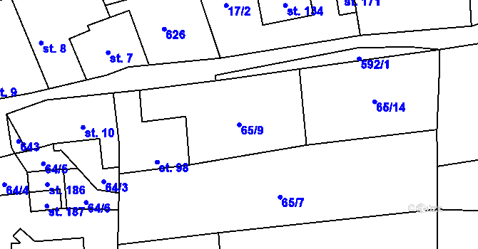 Parcela st. 65/9 v KÚ Svrkyně, Katastrální mapa